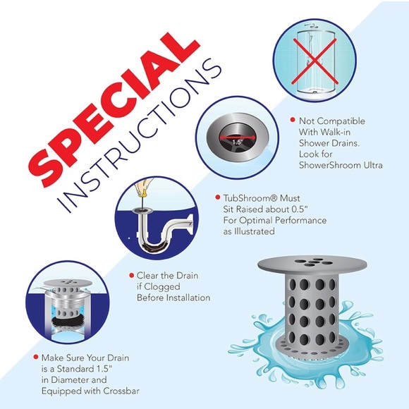 TubShroom Tub Hair Catcher Drain Protector, Fits 1.5 inch-1.75 inch, Gray - Picture 10 of 11